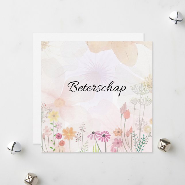 Carte à fleurs pour peindre (carré) (Devant/Arrière en situation)