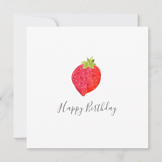 Carte à fraise aquarelle (Devant)