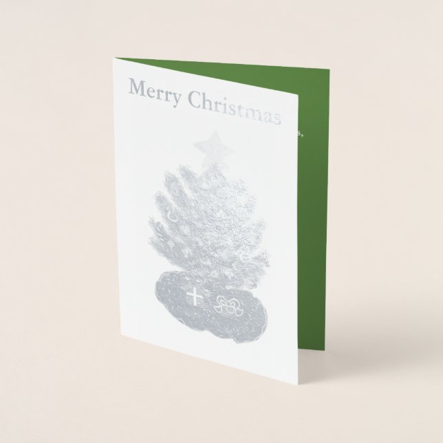 Carte à huile d'argent de Noël Arbre jaune étoile (Devant)