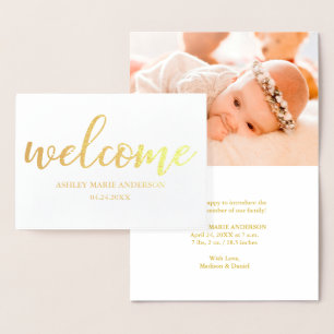 Carte à huile d'or pour nouveau Faire-part bébé mo