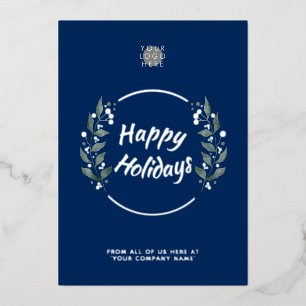 Carte à huile en argent Wreath Navy Blue Business