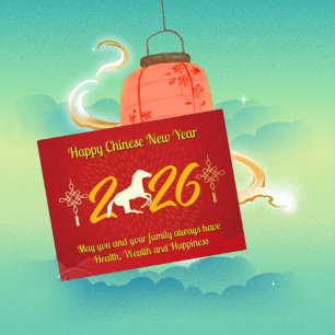 Carte à huile pour le Nouvel An chinois de Cheval