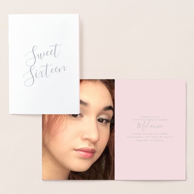 Carte à huile simple Sweet sixteen rose photo (Affichage)