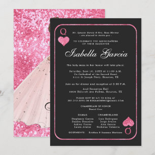 Carte à jouer avec strass rose Quinceañera de La