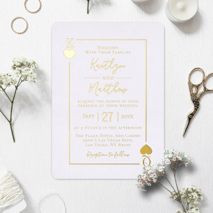 Carte à jouer de mariage à feuille d'or véritable