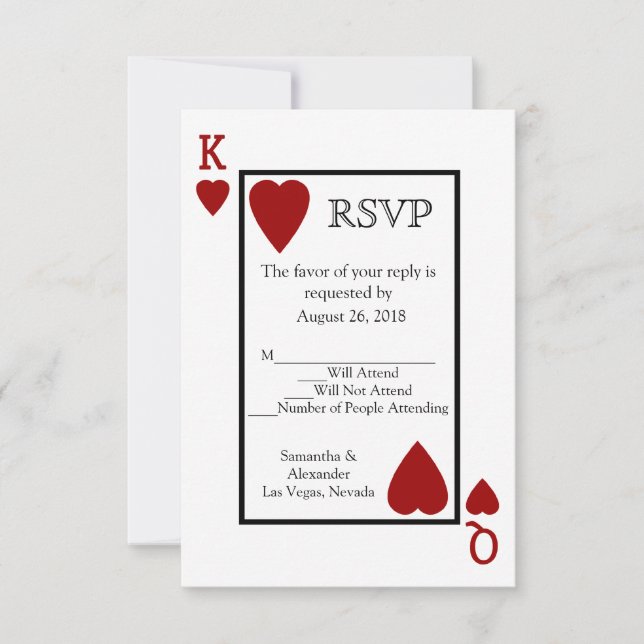 Carte à jouer rouge correspondant RSVP (Devant)