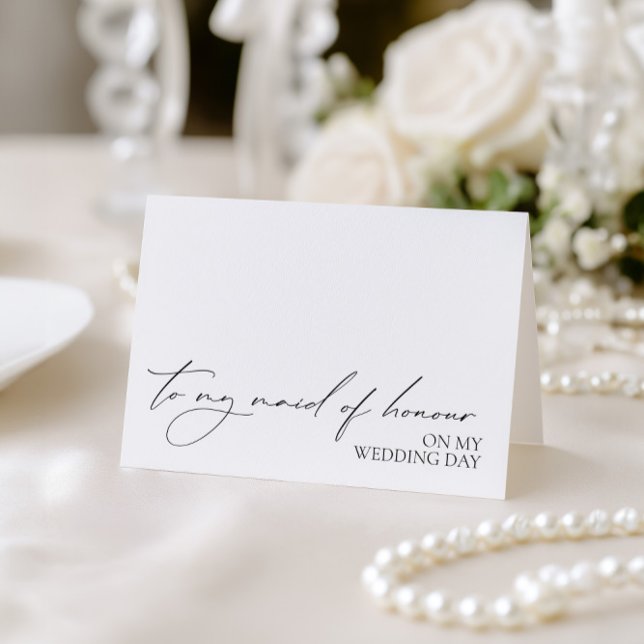 Carte "À ma femme d'honneur le jour de mon mariage ("To My Maid of Honour On My Wedding Day" Card)