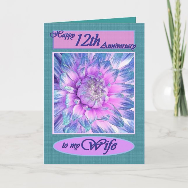 Carte À ma femme - Joyeux 12e anniversaire (Devant)