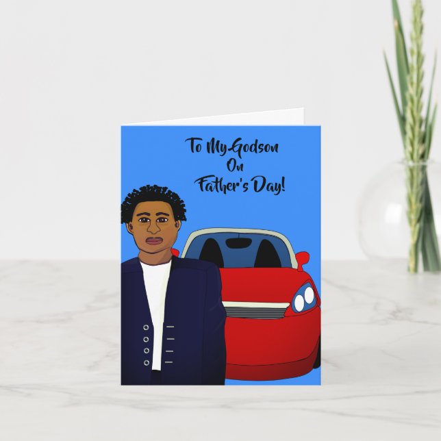 Carte À ma Fête des pères Godson afro-américaine (Devant)