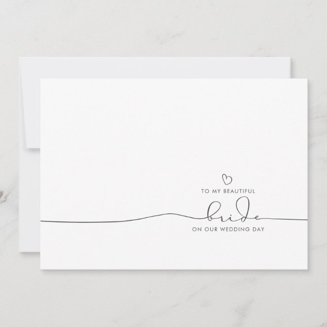 Carte À Ma Mariée Le Jour De Mariage Mignonne Message (Devant)