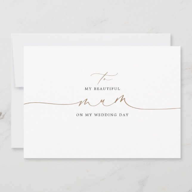 Carte À ma mère le jour de mon mariage Élégant (Devant)
