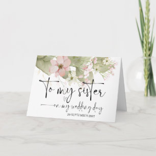 Carte À ma soeur le jour du mariage Merci mariée