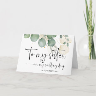 Carte À ma soeur le jour du mariage Merci mariée