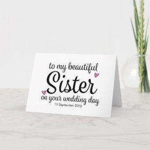 Carte À ma sœur pour votre jour de mariage pour la marié