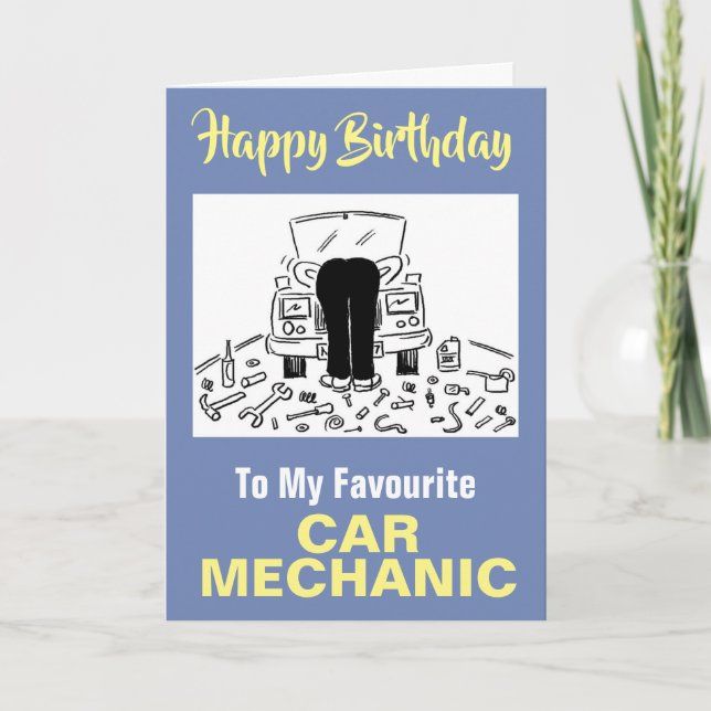 Carte À ma voiture préférée Mécanique - Joyeux anniversa (Devant)
