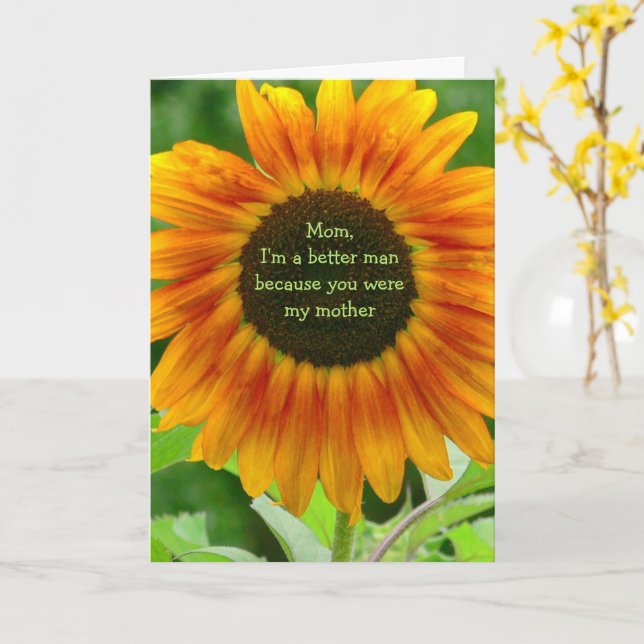 Carte À Maman, du Fils Adulte : "Je suis un Homme Meille (Fleur jaune)