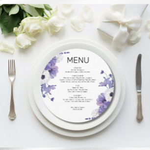 Carte à menu plat Mariage floral violet