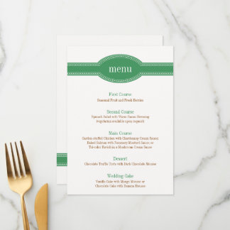 Carte à menu vert, Collection Mariage Caroline