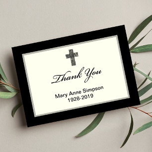 Carte à Merci plat Sympathie avec croix