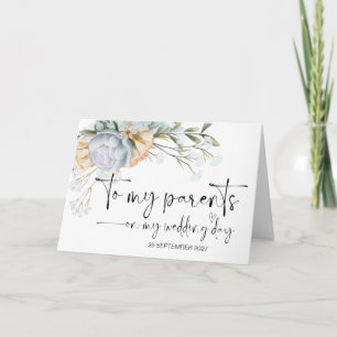 Carte À mes parents le jour du mariage Merci mariée