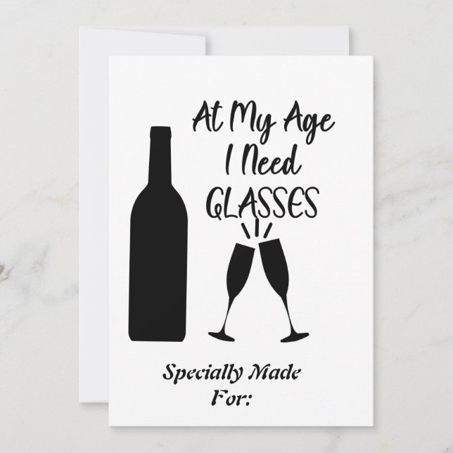 Carte À Mon Âge, J'Ai Besoin De Lunettes, Anniversaire E (Devant)