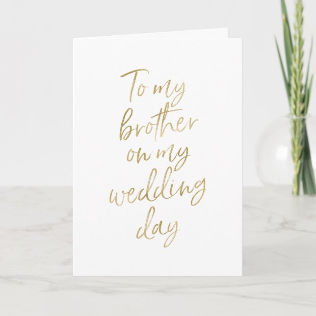 Carte À mon frère sur mon mariage | Lettré or (Devant)