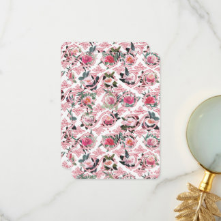Carte à motif filigrané floral rose