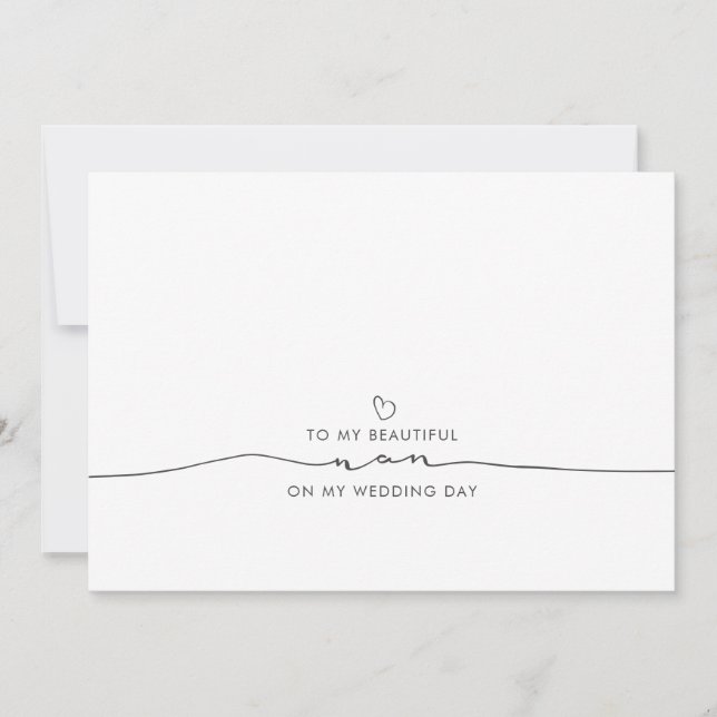 Carte À My Beautiful Nan le jour de mon mariage (Devant)