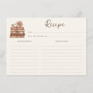 Carte A New Chapter Bridal Shower Recipe Card