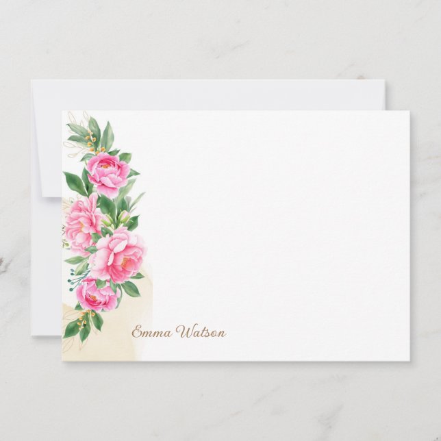 Carte à note personnalisée - pivoines florales (Devant)