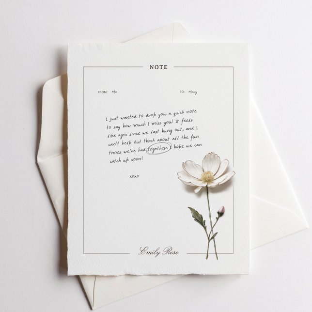Carte à notes élégante personnalisée Fleurs pressé (Créateur téléchargé)