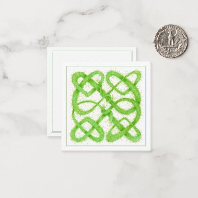CARTE À NOTES PLATE CARRÉE 2,5" GREEN CELTIC KNOT (Devant/Arrière en situation)