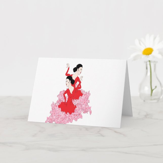 Carte à notes pliées ; Danseurs espagnols (Petite plante)