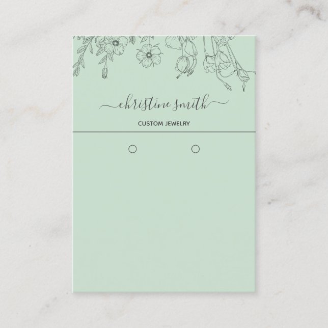 Carte à oreille Turquoise florale chic (Devant)