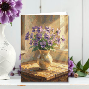 Carte À penser à vous Violettes violettes & Poème