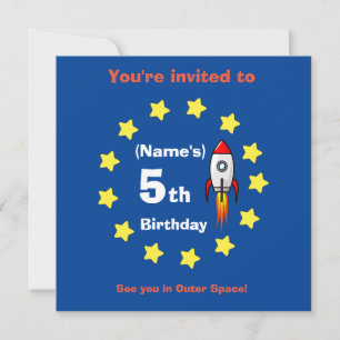 Carte à plat - Bateau à fusée Personnalisé Anniver