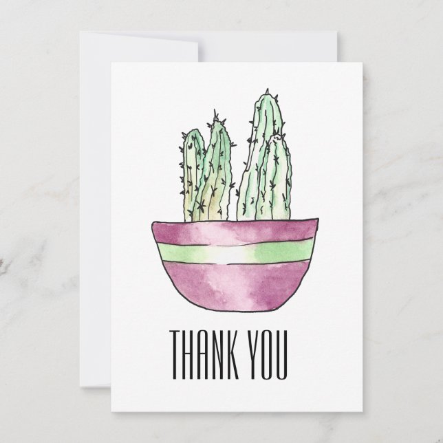 Carte à plat Cactus en Merci moderne (Devant)
