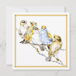 Carte à plat Carré cinq oiseaux, Merci en papier m