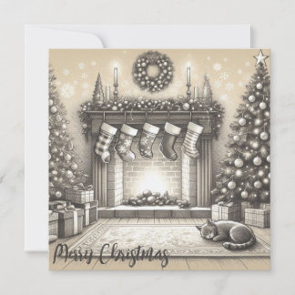 Carte à plat Cosy Christmas Kitty Sketch