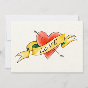 Carte à plat d'amour tatoué