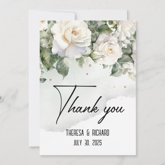 Carte à plat de Merci de Mariage Chantilly Lace Ro (Devant)