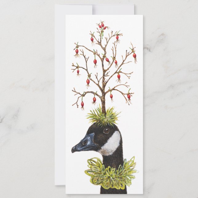 Carte à plat de Noël Canada Goose and House Finch (Devant)