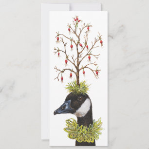 Carte à plat de Noël Canada Goose and House Finch