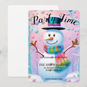 Carte à plat d'invitation de Noël de Snowman Whims