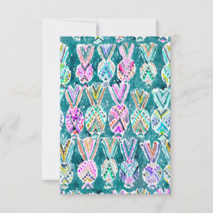 Carte à plat Motif de l'ananas à aquarelle Tribal