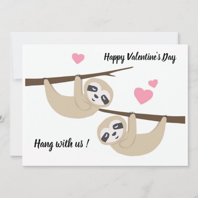 Carte à plat paresse de la Saint Valentin (Devant)