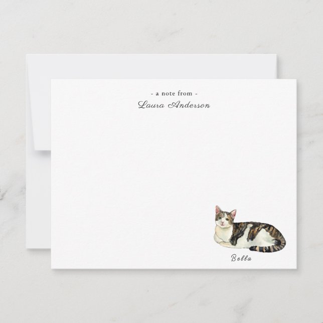 Carte à plat personnalisée pour chat mignon (Devant)