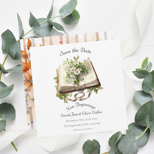 Carte à plat pour annoncer la date de sauvegarde N (Save the Date New Beginning Flat Square Invitation )