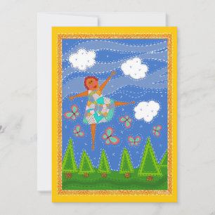 Carte à plat Quilt red head girl 5x7