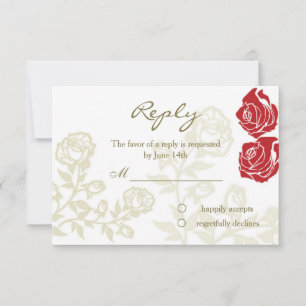 Carte à plat rouge rose en or